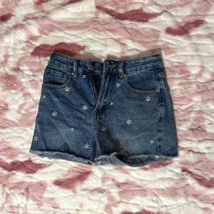 Khaki + Blue flower shorts